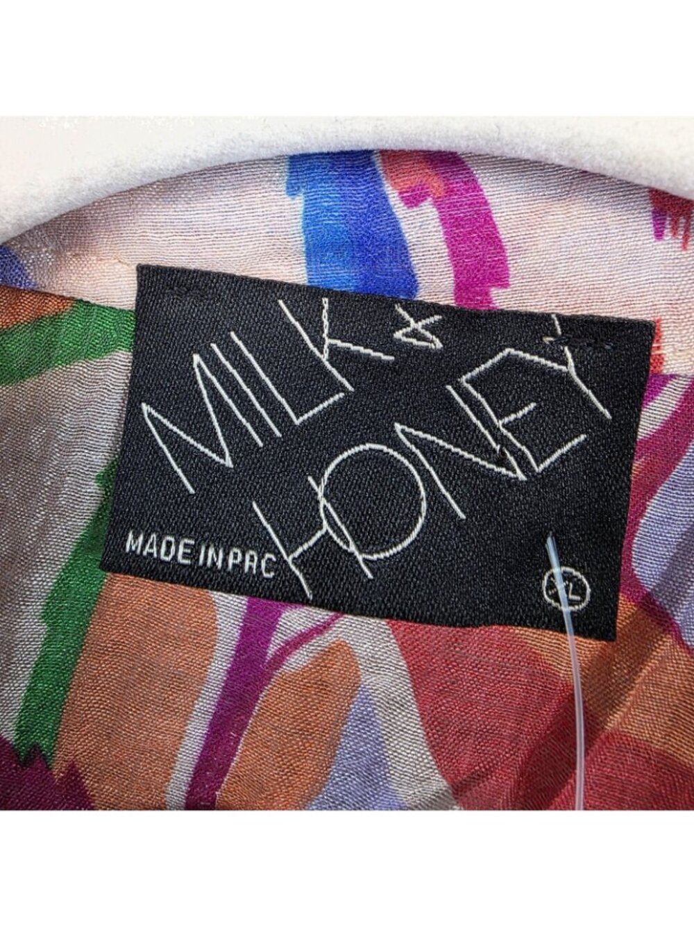 Milk & Honey Button Up Shirt Womens XL Multicolor Tropical Long Sleeve Tunic - Picture 3 of 10
